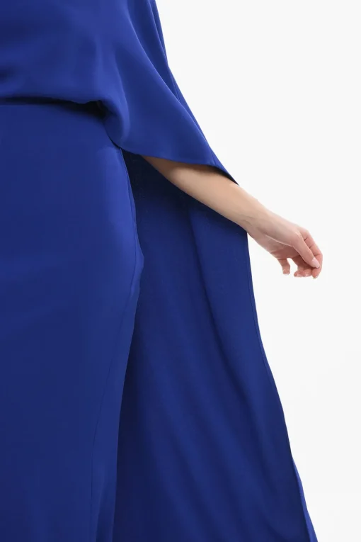 Hot Vestito in Seta Collo a Barca con Design a Cappa Donna Vestiti