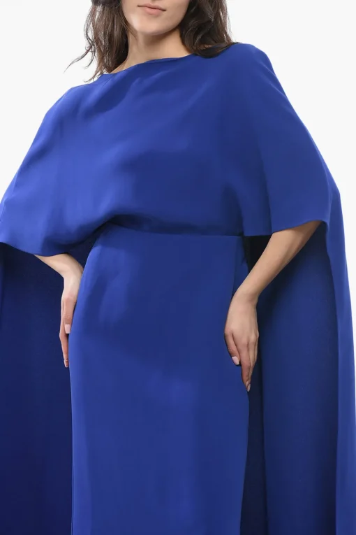 Hot Vestito in Seta Collo a Barca con Design a Cappa Donna Vestiti