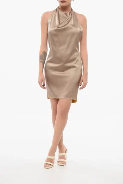 Sale Vestito in Seta con Collo Halter Donna Vestiti