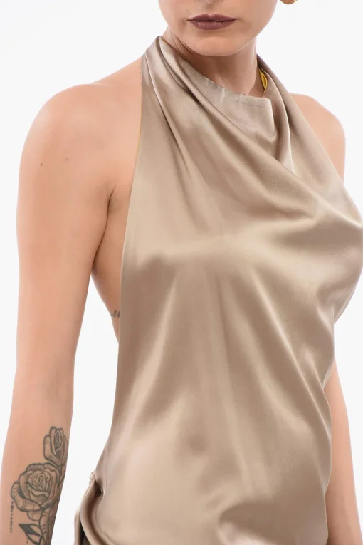 Sale Vestito in Seta con Collo Halter Donna Vestiti