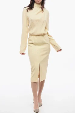 Vestito in Seta con Logo All Over>Celine Outlet