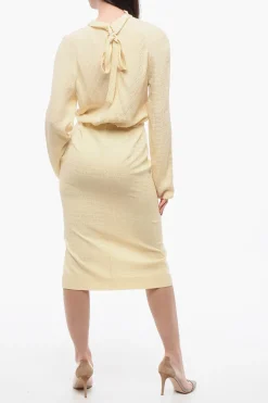 Vestito in Seta con Logo All Over>Celine Outlet