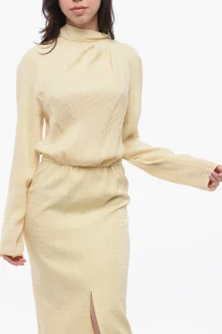 Vestito in Seta con Logo All Over></noscript>Celine Outlet