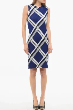 Vestito in Seta Smanicato con Motivo a Quadri>Burberry New