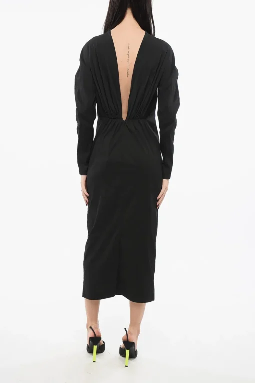 Outlet Vestito in Taffeta con Scollo a V Donna Vestiti