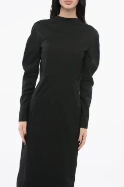Outlet Vestito in Taffeta con Scollo a V Donna Vestiti