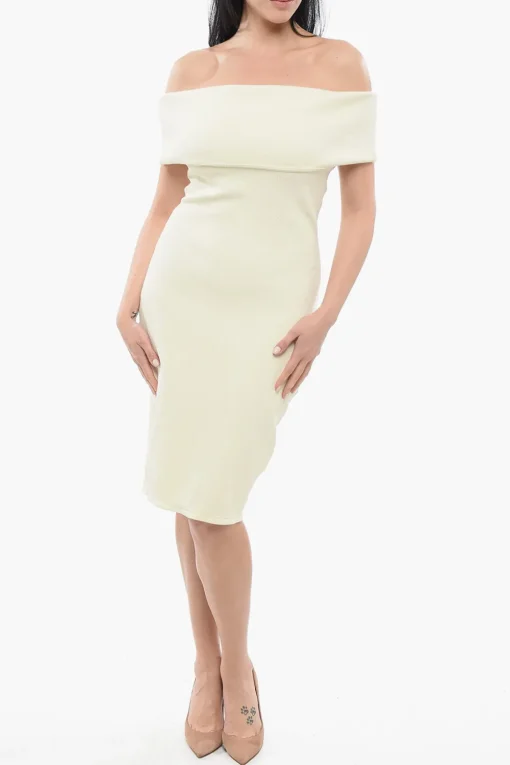 Hot Vestito in Tessuto Tecnico Off The Shoulder Donna Vestiti