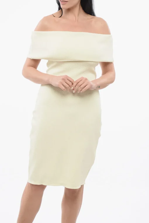 Hot Vestito in Tessuto Tecnico Off The Shoulder Donna Vestiti