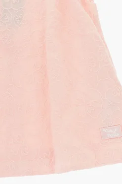 Clearance Vestito in Tinta Unita a Maniche Corte con Ricami Floreali Abbigliamento
