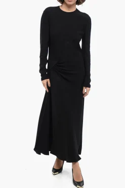Vestito in Viscosa con Drappeggio e Spacco Frontale>Prada Hot