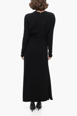 Vestito in Viscosa con Drappeggio e Spacco Frontale>Prada Hot
