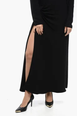 Vestito in Viscosa con Drappeggio e Spacco Frontale></noscript>Prada Hot