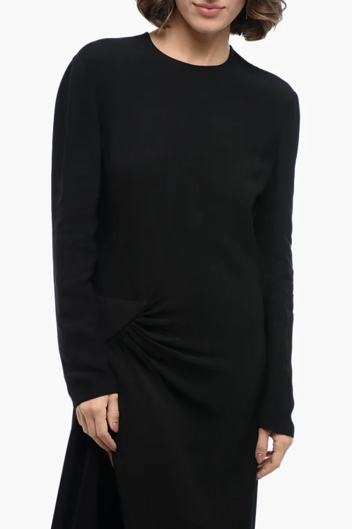 Vestito in Viscosa con Drappeggio e Spacco Frontale>Prada Hot