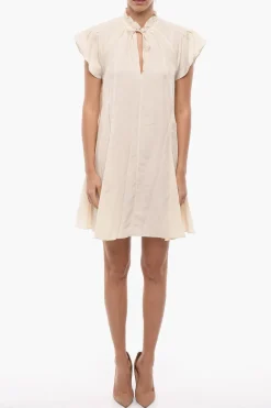 Vestito KAROOKH Svasato con Manica Corta Raglan e Colletto con Volant>Samsoe Samsoe Fashion