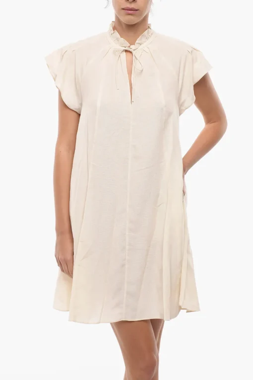 Vestito KAROOKH Svasato con Manica Corta Raglan e Colletto con Volant>Samsoe Samsoe Fashion