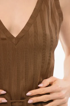 Fashion Vestito Lungo a Coste con Cintura Donna Vestiti