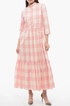 Clearance Vestito Lungo A Quadri Donna Vestiti
