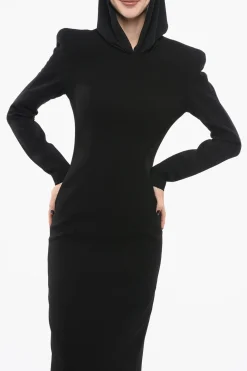 Sale Vestito Lungo Con Cappuccio E Spacco Posteriore Donna Vestiti