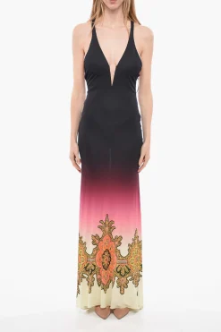 Sale Vestito Lungo Degradè con Stampa Paisley Donna Vestiti