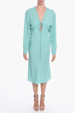 Vestito Lungo GREBSEH in Crepe di Viscosa con Dettaglio Cut-out>Super Blond Hot