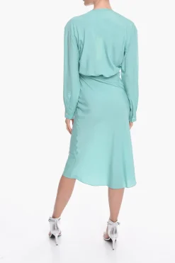 Vestito Lungo GREBSEH in Crepe di Viscosa con Dettaglio Cut-out>Super Blond Hot