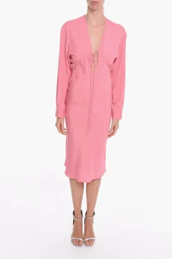 Vestito Lungo GREBSEH in Crepe di Viscosa con Dettaglio Cut-out>Super Blond Outlet