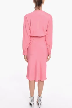 Vestito Lungo GREBSEH in Crepe di Viscosa con Dettaglio Cut-out>Super Blond Outlet