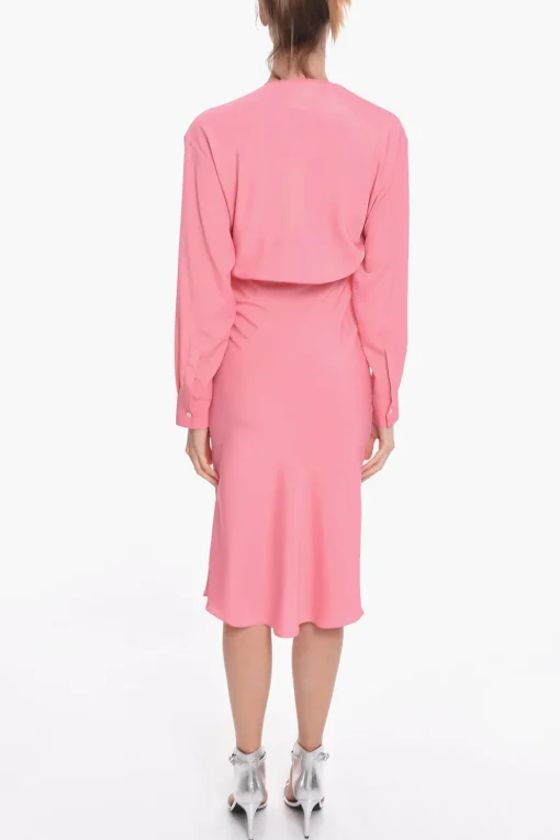 Vestito Lungo GREBSEH in Crepe di Viscosa con Dettaglio Cut-out>Super Blond Outlet