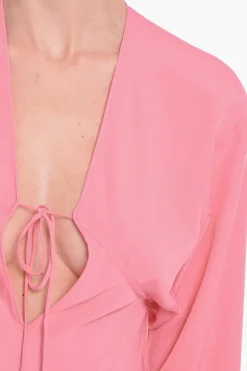 Vestito Lungo GREBSEH in Crepe di Viscosa con Dettaglio Cut-out></noscript>Super Blond Outlet