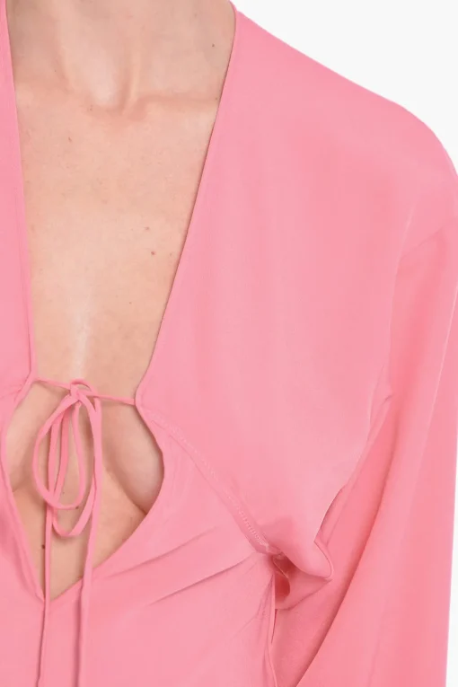 Vestito Lungo GREBSEH in Crepe di Viscosa con Dettaglio Cut-out>Super Blond Outlet