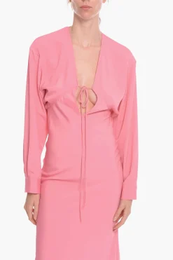 Vestito Lungo GREBSEH in Crepe di Viscosa con Dettaglio Cut-out></noscript>Super Blond Outlet