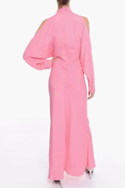 Vestito Lungo in Crepe di Viscosa con Dettagli Cut-out>Super Blond Fashion