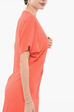 Vestito Lungo In Misto Seta Con Collo A V E Maniche A farfalla></noscript>Super Blond Discount