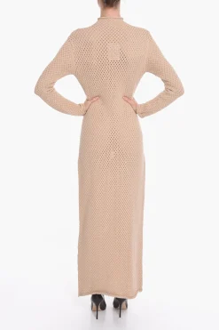 Outlet Vestito Lungo SHELA a Collo alto in Crochet di Viscosa Donna Vestiti