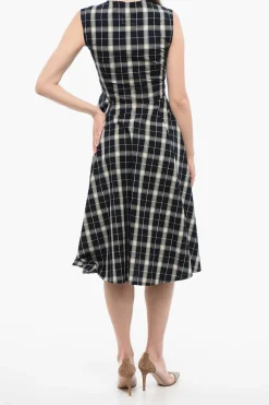 Online Vestito Lungo Smanicato A Quadri Donna Vestiti