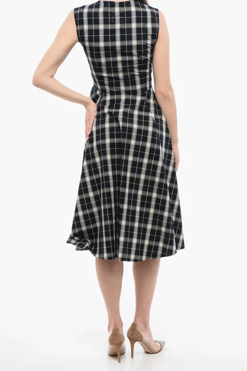 Online Vestito Lungo Smanicato A Quadri Donna Vestiti