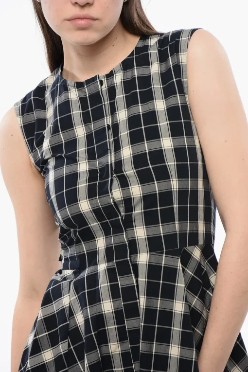 Online Vestito Lungo Smanicato A Quadri Donna Vestiti