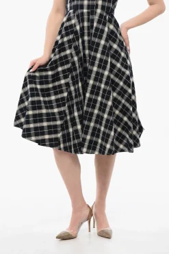 Online Vestito Lungo Smanicato A Quadri Donna Vestiti