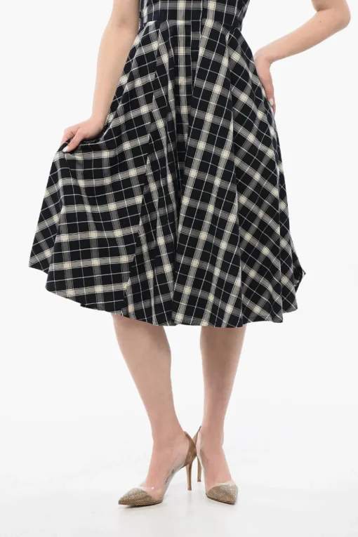 Online Vestito Lungo Smanicato A Quadri Donna Vestiti