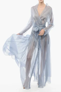 Vestito Lungo Wrap In Seta>Super Blond Online