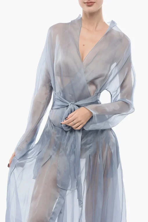 Vestito Lungo Wrap In Seta>Super Blond Online
