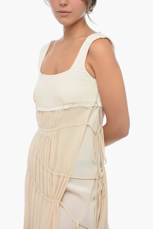Hot Vestito Maxi a Balze con Profilo Lace-up Donna Vestiti