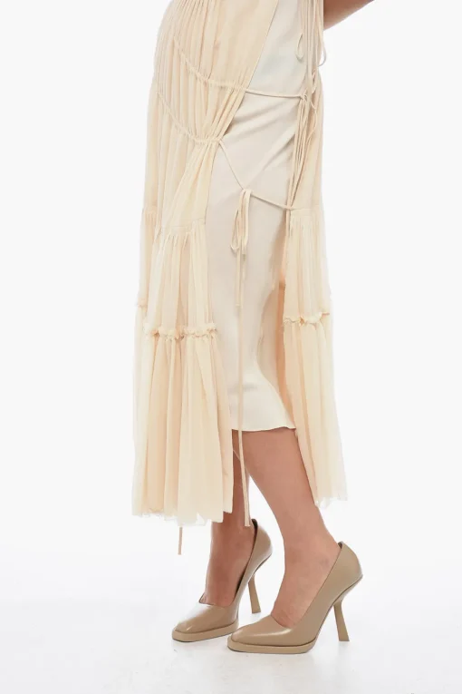 Hot Vestito Maxi a Balze con Profilo Lace-up Donna Vestiti