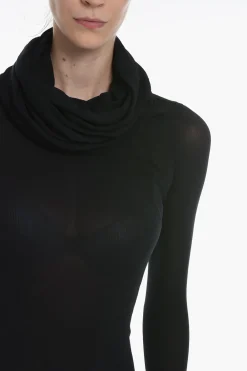 Online Vestito MAxi A Maniche Lunghe Elasticizzato A Collo Alto Donna Vestiti