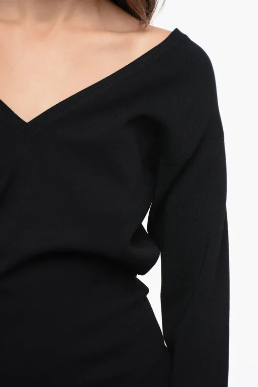 New Vestito Midí in Tessuto Stretchy con Ampio Scollo Donna Vestiti