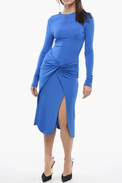 Vestito Midi a Portafoglio TWIST in Crepe di Viscosa>Off-White Hot