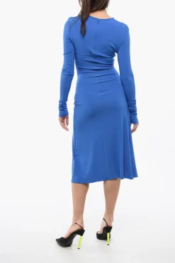 Vestito Midi a Portafoglio TWIST in Crepe di Viscosa>Off-White Hot