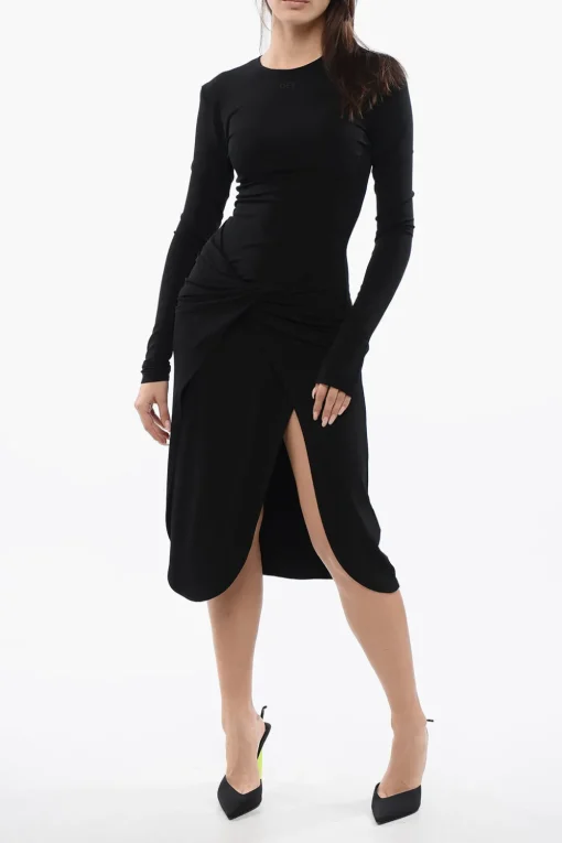 Vestito Midi a Portafoglio TWIST in Crepe di Viscosa>Off-White Discount
