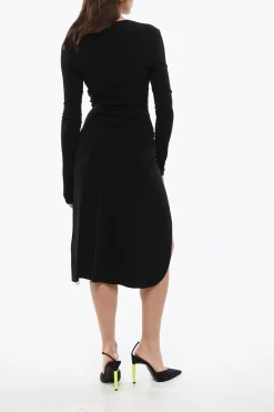 Vestito Midi a Portafoglio TWIST in Crepe di Viscosa>Off-White Discount