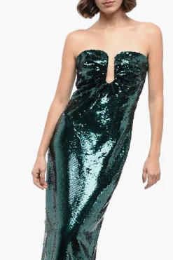 Vestito Midi Bandeau in Paillettes con Spacco Posteriore></noscript>Roland Mouret Sale